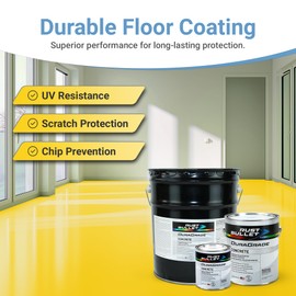 RUST BULLET DuraGrade Concrete - Yellow - 1 Quart - High-Performance, Easy-To-Apply Concrete Paint for Garages, Basements, Porches & Patios, No Etching Needed