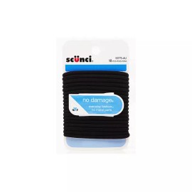 Scunci No Damage Firm And Tight Elastics 18 Pcs Black - Pack of 2 total 36 Pcs