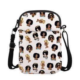 Afro Queen With Crown Apron Black Girl Queen Crossbody Bag With Zipper African American Gifts Black Women Art Canvas Bag (Afro Crossbody)