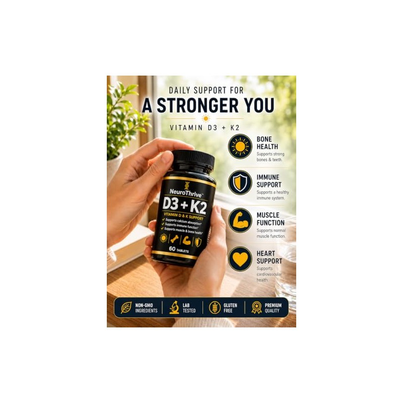 Vitamin D3 4000 IU + K2 MK7 100µg, 60 Vegetarian