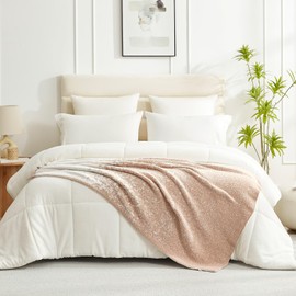 Snuggle Sac Buttery Beige Blanket Twin Size for Bed and Sofa, Reversible Super Soft Blankets Warm Cozy Knit Fuzzy Plush Blankets for Couch, Picnic, Ombre Beige, 60x80 inches