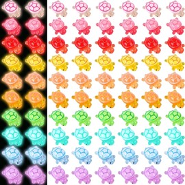 XcnPer Mini Turtles, 301 Pcs Glow in The Dark Mini Resin Animals with Storage Box, Tiny Turtle Toys for DIY Crafts, Miniature Landscape, Night Light Decor, 11 * 7mm