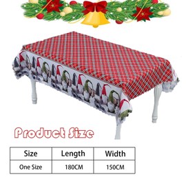 Sricam Christmas Table Cloth, Large Washable Christmas Tablecloths Waterproof Grey Christmas Dinner Table Cover Table Cloths Wipeable Christmas Tablecloths for Xmas Table Decorations (180x150cm)