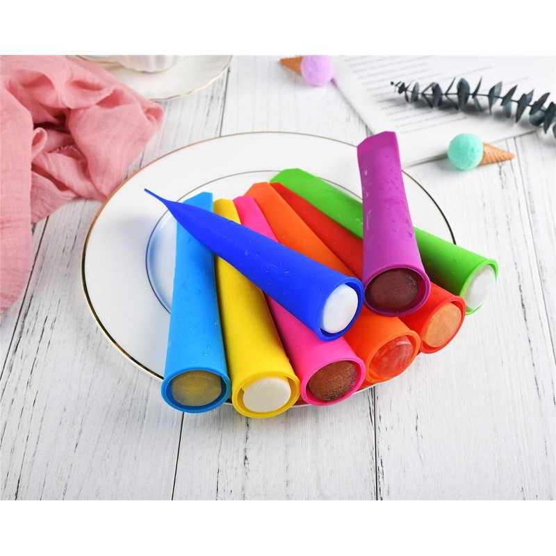 Mirenlife Silicone Ice Pop Molds,Popsicle Maker Molds,8 Vibrant Colors,Set of