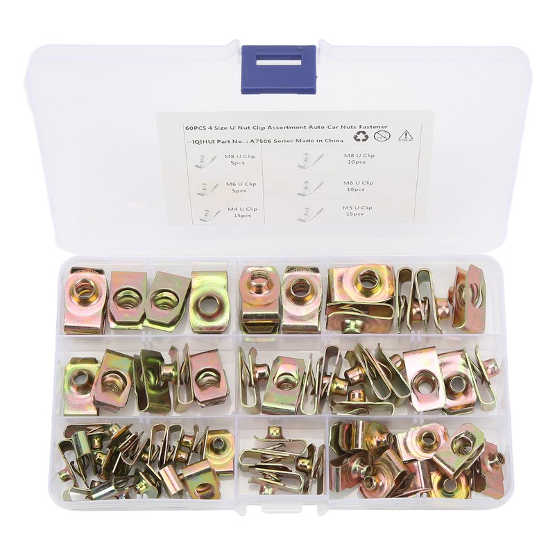 60Pcs U Nut Clip Kit Strong Rust Resistance High Elasticity