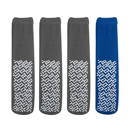 Nobles XXXL Extra Wide Bariatric Non Skid Slipper Socks for Swollen Feet and Edema -XXXL Extra Wide (4 Pairs 3 Gray 1 Blue)