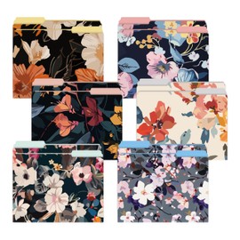 12 Set of File Folders Decorative, Pretty File Folders for Women 6 Designs, Pretty Floral Filing folders 11.5 x 9.5 1/3 Cut, Decorative File Folder, File Cabinet folders