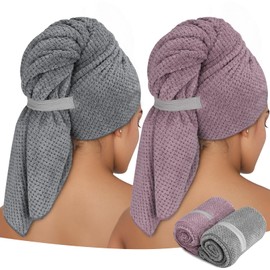 ytorgr 2 Pack Microfiber Hair Towel Wrap for Long Hair,100 * 60cm Large Hair Turban Towel for Women Girls,Quick Dry Super Absorbent Hair Drying Towel 40 * 24inch