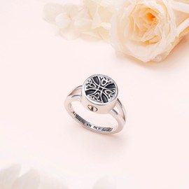HOOHWE Celtic Cross Urn Ring S925 Sterling Silver Always in My Heart Cremation Urn Ring for Ashes Keepsake Urn Jewelry Memorial Ring for Women (N 1/2)