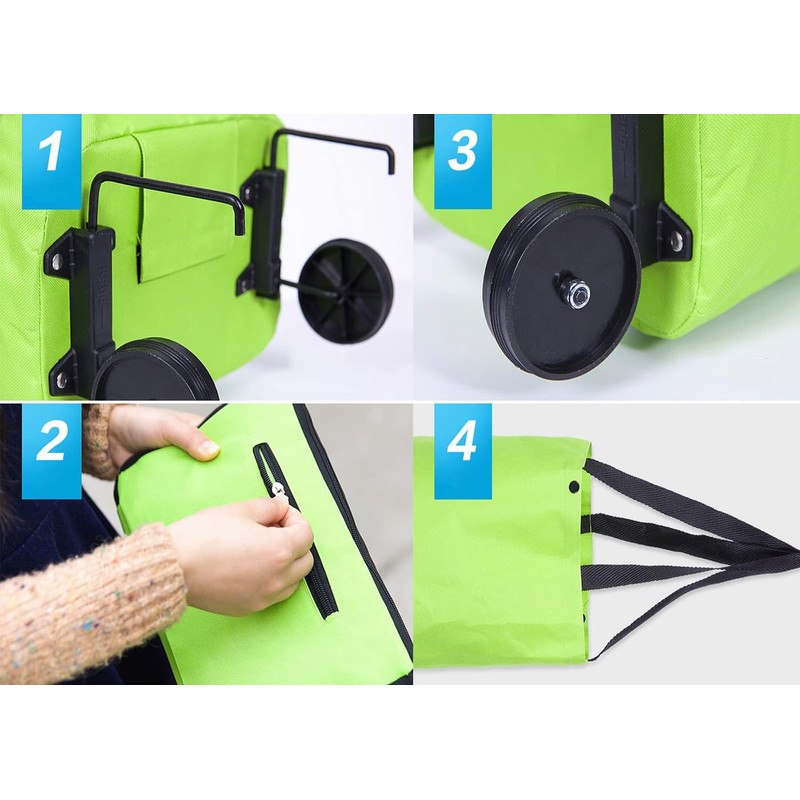 Carrito de Compras Plegable, Carrito de Mandado con Ruedas Bolsa