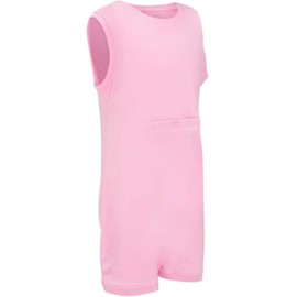 Kaycey Popper Vest Sleeveless Bodysuit With Crotch Snap Closure & Tube Access, Adaptive Clothing for Kids with Special Needs, Soft Cotton, Pink, 8-9 Years