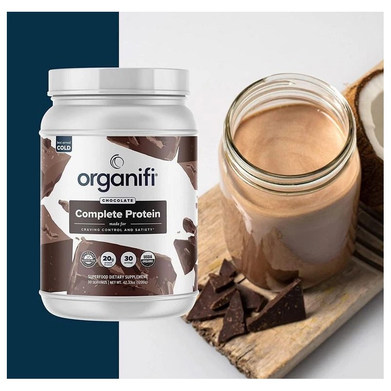 Organifi Complete Protein Chocolate Flavor- Organic Vegan Plant Based- 30