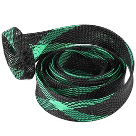 Qukaim Fishing Rod Cover Braided Sleeve Expandable Fishing Rod Pole Cover, Black and Green, Protector for Casting Rod180 cm