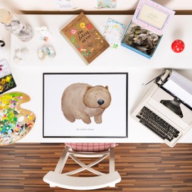 Mr. & Mrs. Panda Wombat Desk Mat - Gift, Motivation, Office Supplies, Life is Beautiful, Funny Sayings, Large Desk Mat, Good Mood, Desk Mat