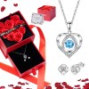 Flores Rosa Eterna Y Collar De Corazón Y Aretes Regalos