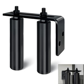 Upgrated 6" Universal Gate Guide Roller, Heavy Duty Nylon Gate Rollers Slide Gate Rollers with Adjustable L Bracket, Gate Hardware Kit for Sliding | Rolling Gates | Barn Door Guide -1 Kit（Black）