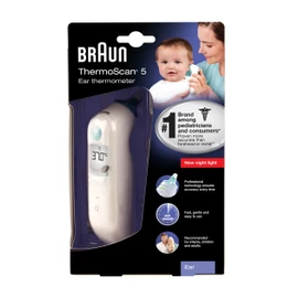 Braun ThermoScan 5 In-Ear IR Thermometer Probe - Digital Thermometer - Pre-Warmed Tip, Unique Positioning System, Memory Recall, Night Light Feature - Suitable for Children & Adults