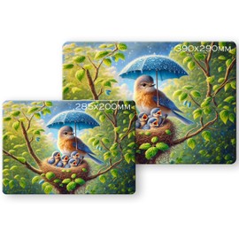 Noble & Page - Tempered Glass Cutting Board - 285x200mm Gloss Chopping Board - Bluebirds