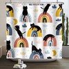 Leowefowa Funny Cat Shower Curtain Abstract Rainbows Modern Aesthetic Shower