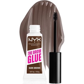 NYX Professional Makeup The Brow Glue Instant Brow Styler, Gel de Cejas, Fijación por 16H, acabado natural sin residuos y resiste a transferencias 5g – Tono Dark Brown (Café Oscuro)