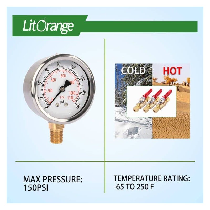 Litorange 1 Pack Lead-Free Brass Mini Ball Valve Shut Off