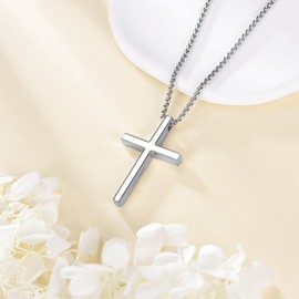 Hancock Bible Verse Cross Necklace Sterling Silver Engraved Cross Pendant Religious Matthew 19:26 Jewelry Gifts for Women Men