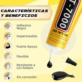 LISAPRO Pegamento Silicona Negra T-7000, Kit 3 Piezas 110ml con Aplicador de Precisión, Secado Rápido de Alta Adherencia Multiuso para Reparación de P