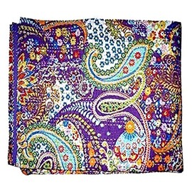 Rajasthaniartdecor Vintage Handmade Kantha Quilt Indian Traditional Bed Cover Throw Paisley Printed Kantha Quilts (Purple Color, Twin (60x90 Inch))