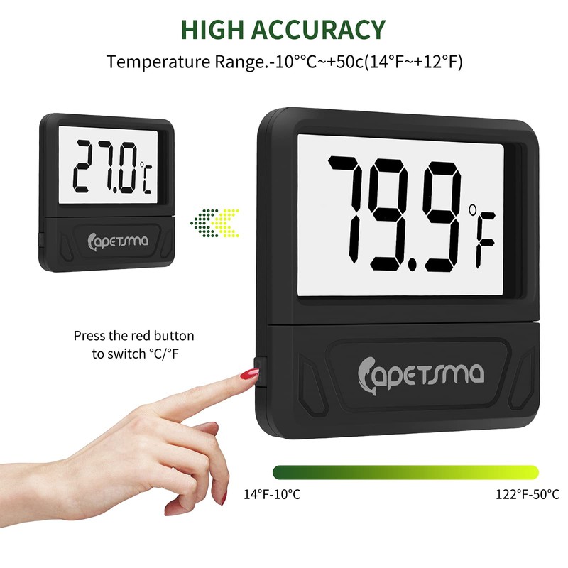 capetsma Aquarium Thermometer Digital Fish Tank Thermometer Accurate Reptile Thermometer