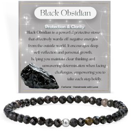 Gemstone Beads Bracelet for Women, 4 mm Crystal Silver 925 Natural Stone Jewellery Elastic Bracelets Women, Chakra Spiritual Charms Bracelets Gifts, Sterling Silver