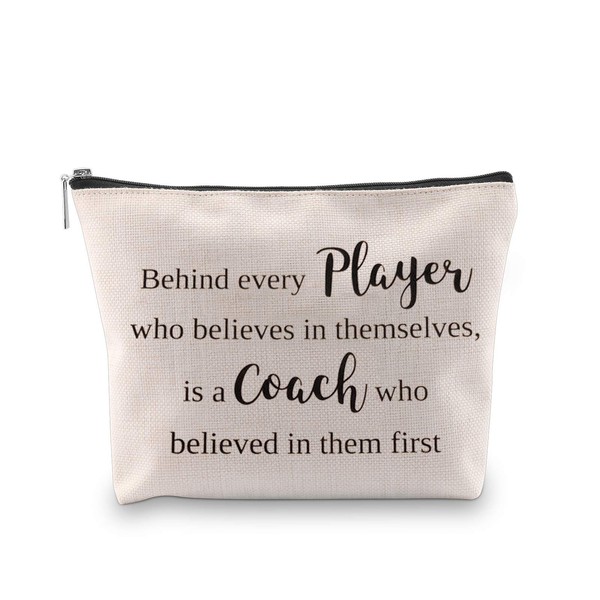 WCGXKO Coach Gift Behind Every Player Who Believes Themselves Is A Coach Who Believed In Them First Coach Zipper Pouch Cosmetics Bag (Behind every player)