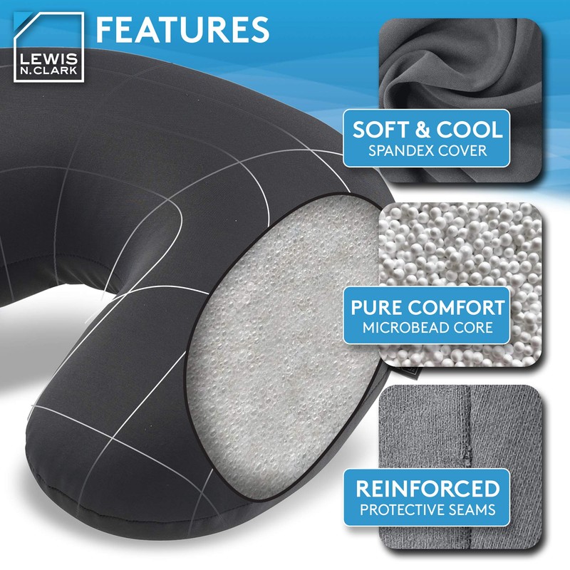Lewis N. Clark Mood Neck Pillow, Charcoal, One Size