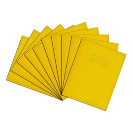 Rhino A5+ Exercise Books, 48 Page / 8mm Lined with Margin Paper Notebook, 10 Pack, 9 x 7 Writing Book, Office & School Stationery Supplies, Yellow