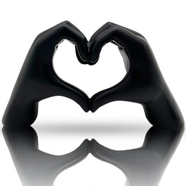 Heart Hands Sculpture Decor, Love Finger Statue Modern, Hand Love Gesture Sculpture, Heart Hands Statue Desktop Ornaments, Heart Finger Statue Room Decoration for Shelf (Black)