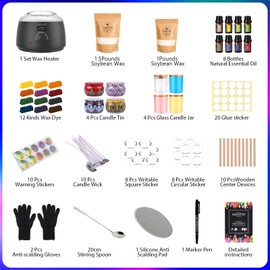 SAEUYVB Candle Making Kit,Candle Making Kit for Adult with Wax Melting Pot,DIY Starter Soy Candle Making Supplies/Kit - Perfect as Home Decorations