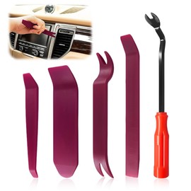Set of 4 Car Radio Installation Tool Kits Car Trim Kit for Removing Car Trim Wedges Set Upholstery Removal Kit Pry Bar Scraper Set Mounting Wedges for Dashboard Audio (Red)