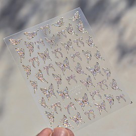 Butterfly Nail Art Stickers 5D Embossed Butterfly Nail Decals Bow Nail Stickers Aurora Self Adhesive Nail Art Supplies for Women Girls Kid DIY Nail Art Decorations 1 Sheet