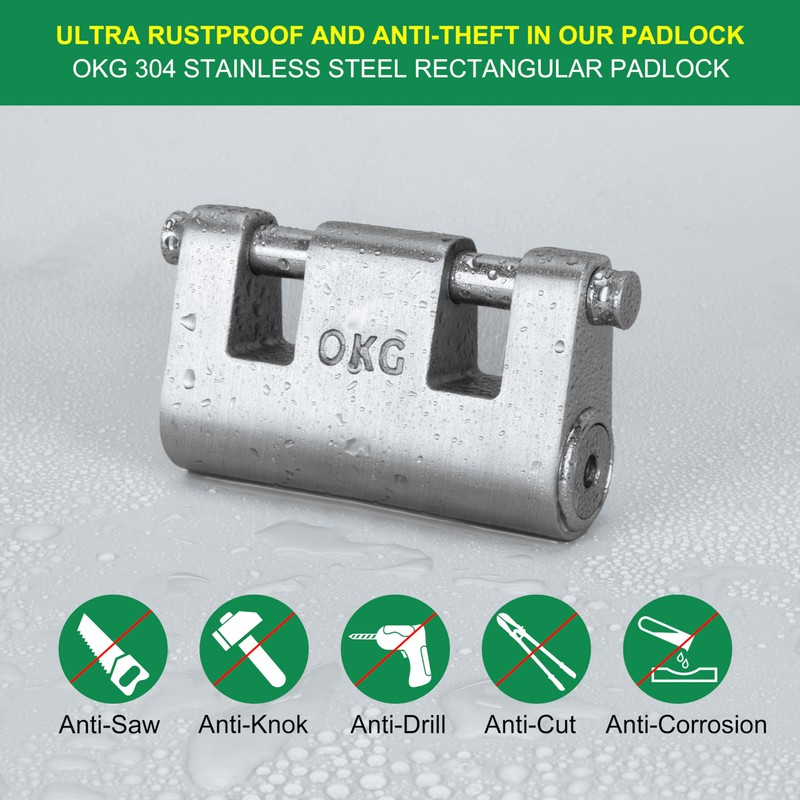 OKG Ultra Secure Stainless Steel Lock - 3 Keys, 2