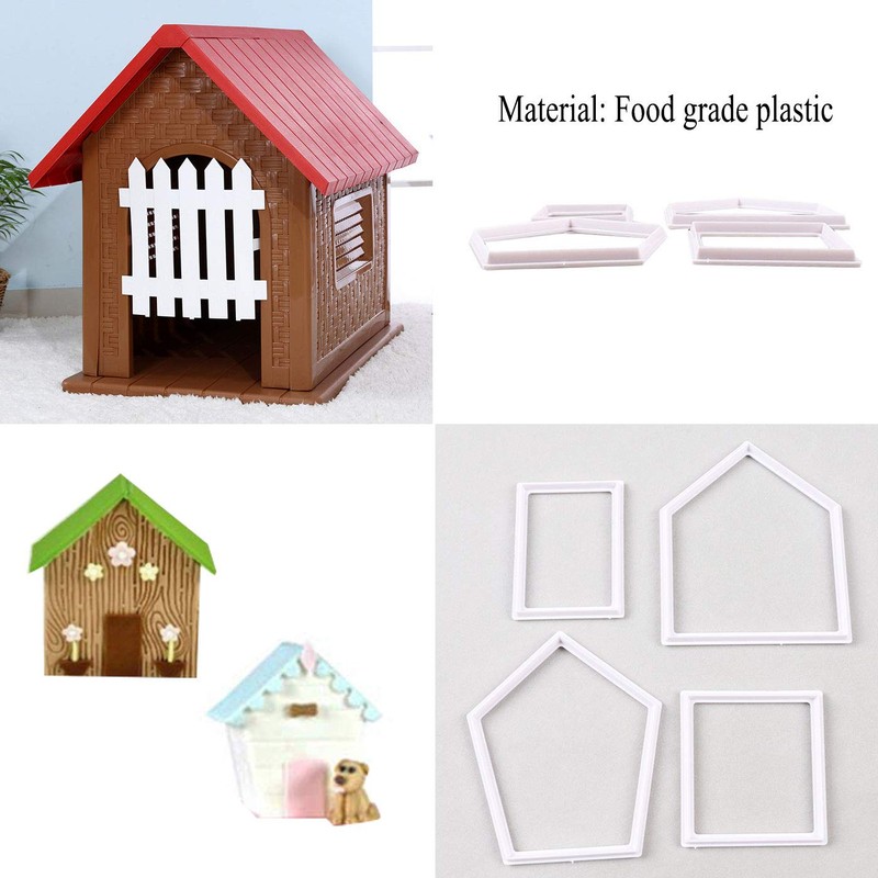 DaNaRaa Plastic Mini House Bamboo Fence Pennant Cookie Cutters Cakecup