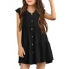 Mafulus Girls Ruffle Sleeve Dress Kids V Neck Button Down
