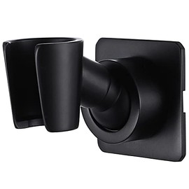 Shower Head Holder Handheld Shower Wand Bracket Adhesive Shower Wall Mount Holder Brass Shower Spray Holder Black, Drill Free Glue Installation