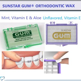 Sunstar Dental Orthodontic Ortho Wax Mint Original Scent For Braces Sunstar Gum, USA - Unflavored, 5/Pack (175 Cubes)