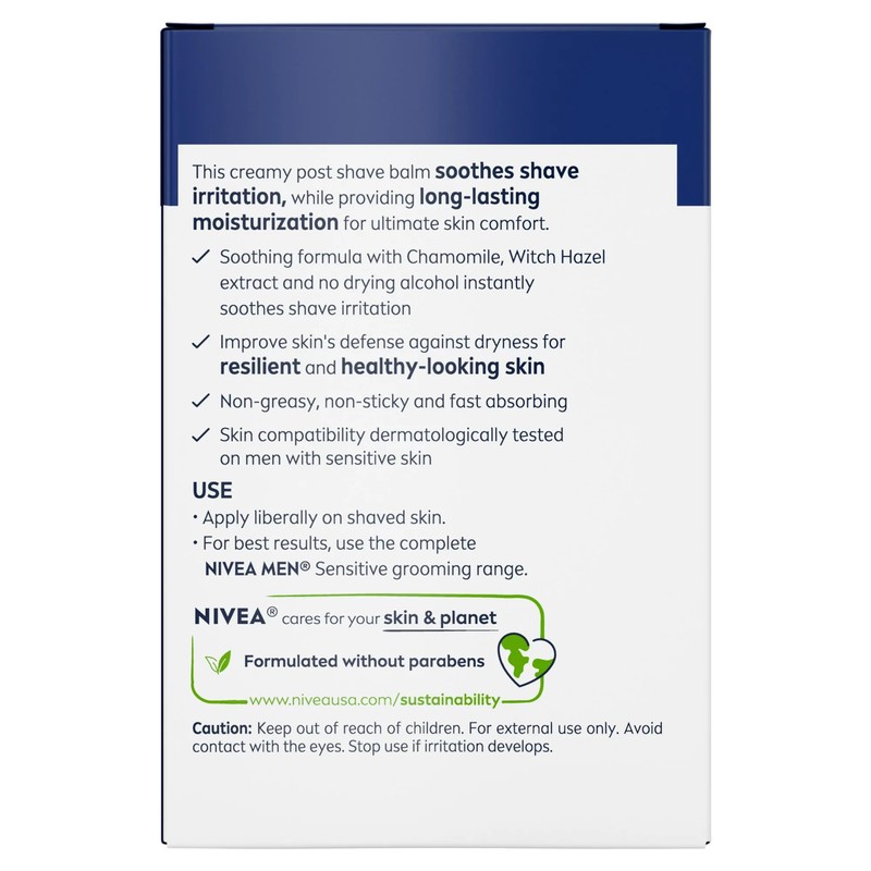 Nivea Men Shave Balm, Sensitive, Active Comfort System, 2 x