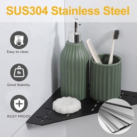 Xiarnotogi Recessed Corner Shower Shelf, 10" SUS304 Stainless Steel, Heavy Duty Shower Shelf, Grout in Bathroom Shelves for Tile Walls (2 Pack, Cross-Matte Black)