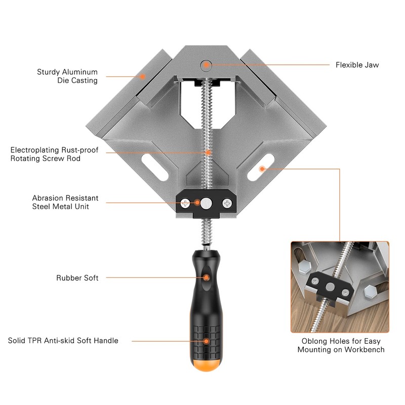 Right Angle Clamp, Housolution [4 PACK] Single Handle 90° Aluminum