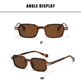 EJDHA Vintage Women Sunglasses Tortoiseshell Clear Lenses Rectangle Design Outdoor Sunglasses with UV Protection, Leopard/Dark Brown, Unit size