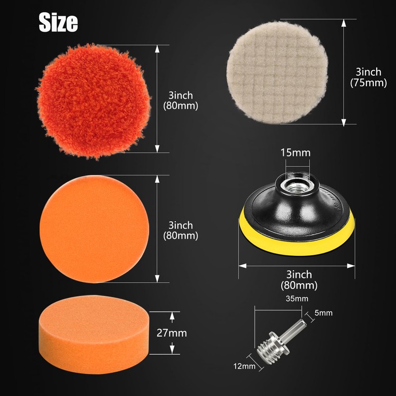 ZFE Drill Polishing Kit for Car, 3''(80mm) 32Pcs Car Foam