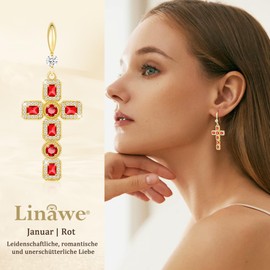 Linawe Cross Earrings Dangling, Women's Earrings in Silver and Gold, Fashion Jewellery Earrings, Crystal Rhinestones, Moissanite Cross Pendant Earrings, Birthstone Earrings Set, Copper Brass Cubic