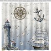 Mocsicka Nautical Sailboat Shower Curtain Lighthouse Compass Anchor Bathroom Shower