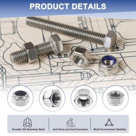 M METERXITY 5-Pack Nylon Insert Hex Lock Nuts, M18 x 2.5mm Thread 304 Stainless Steel Self-Locking Locknuts Hexagon Nut Metric Nuts for Machinery/Home Repair/Industrial Fasteners